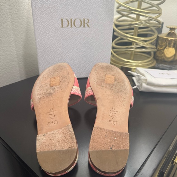 Christian Dior Dway Embroidered Logo Slide Sandal Pink 39 - Picture 10 of 11